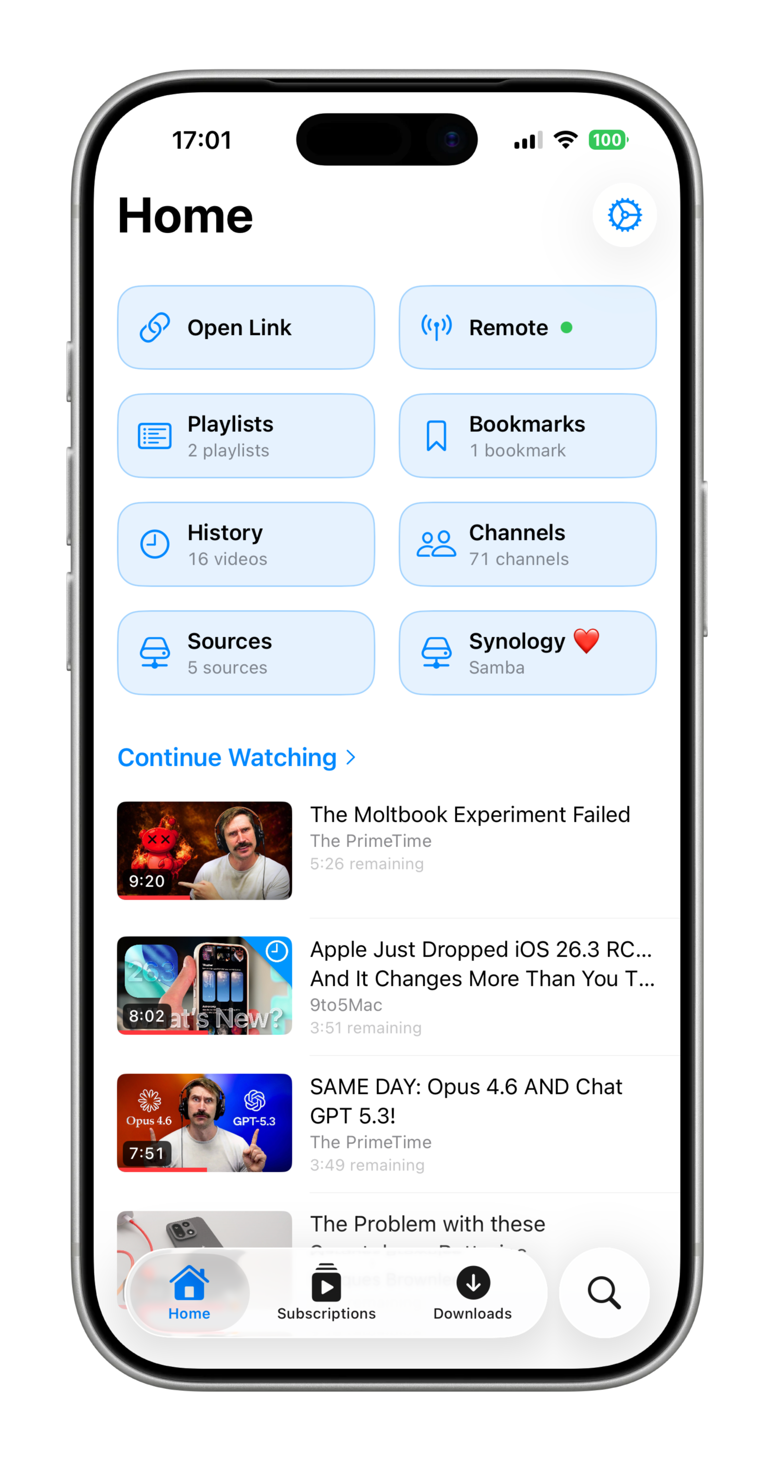 Home screen (light mode)